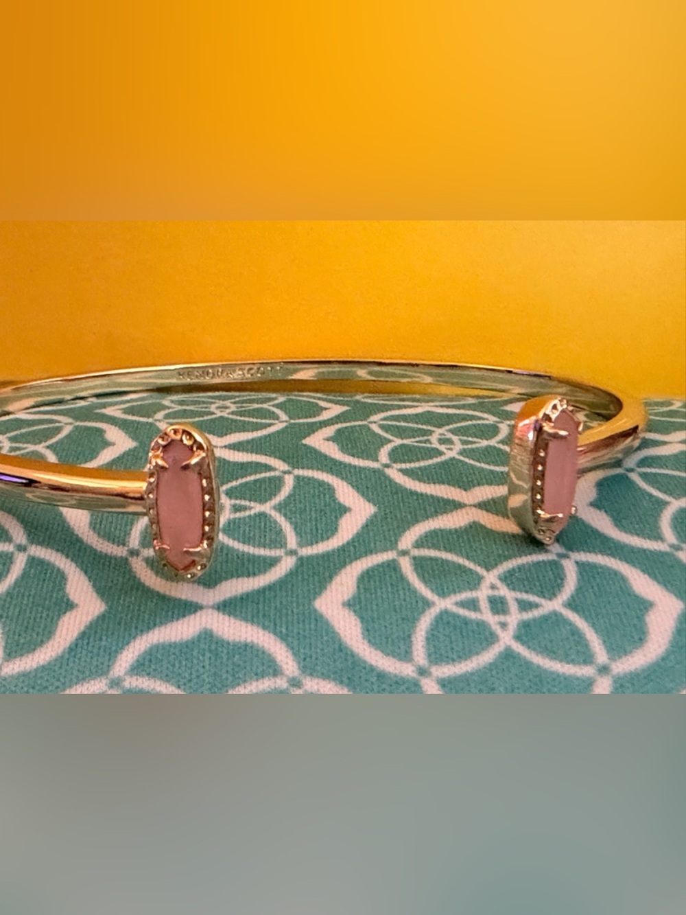 Kendra Scott Gold Open Cuff Bracelet with Light Pink Stone
